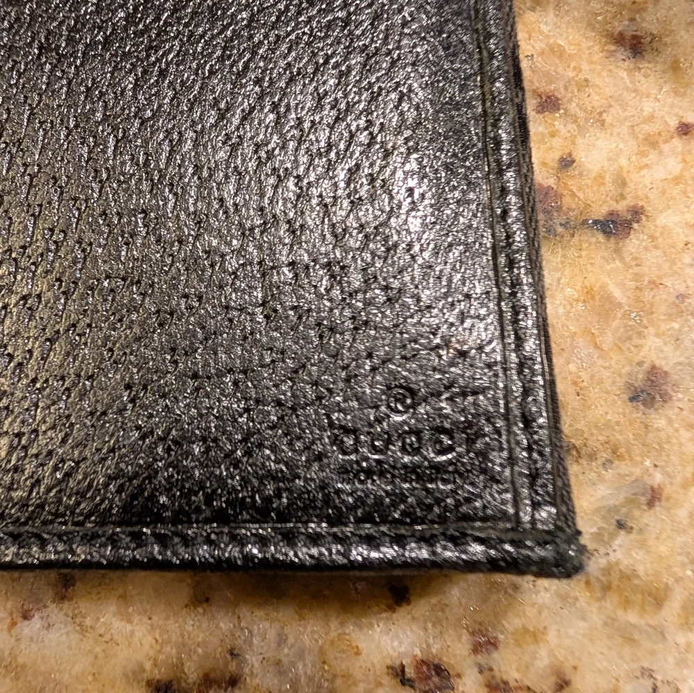GUCCI Authentic Vintage Signature Black & Gray Wallet or Crossbody with Chain